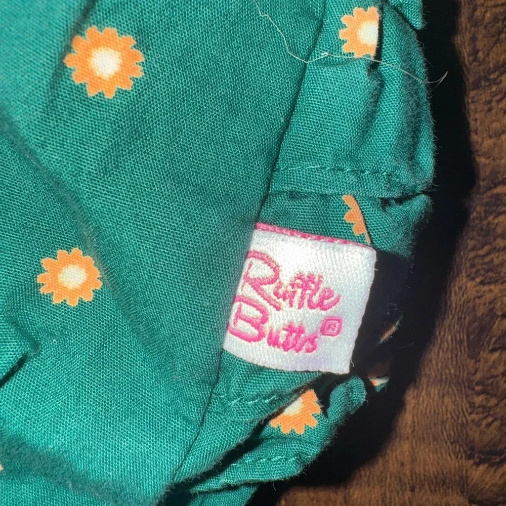 Ruffle Butts Green and Yellow Polka Dot One Piece